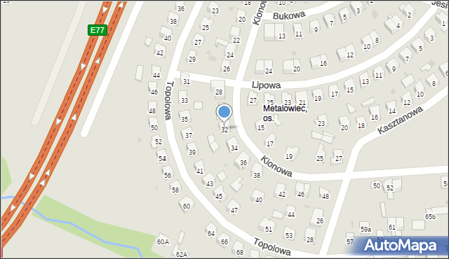 Skarżysko-Kamienna, Klonowa, 32, mapa Skarżysko-Kamienna