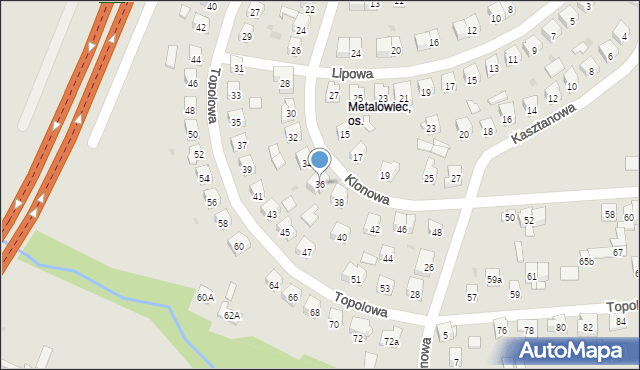 Skarżysko-Kamienna, Klonowa, 36, mapa Skarżysko-Kamienna