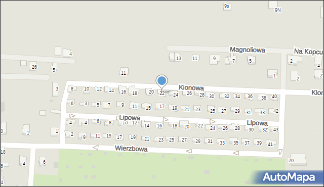 Skoczów, Klonowa, 22, mapa Skoczów