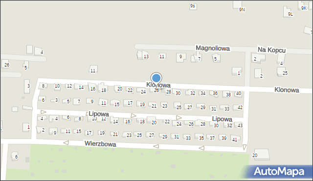 Skoczów, Klonowa, 26, mapa Skoczów
