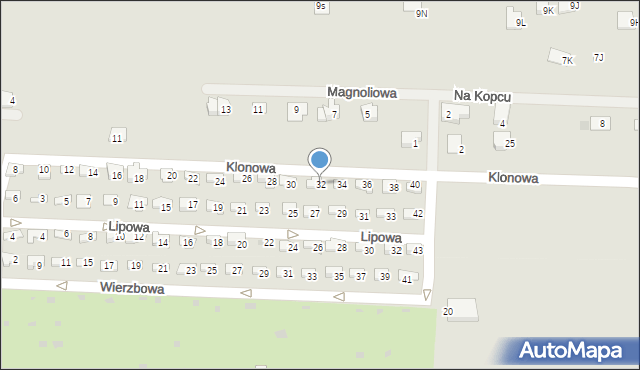 Skoczów, Klonowa, 32, mapa Skoczów