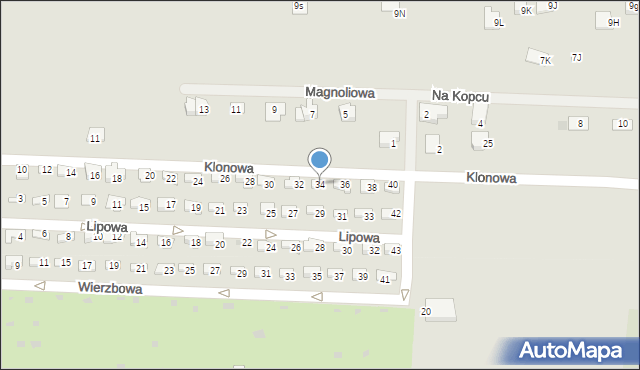 Skoczów, Klonowa, 34, mapa Skoczów