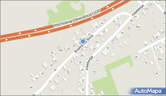 Sosnowiec, Kleeberga Franciszka, gen., 24, mapa Sosnowca