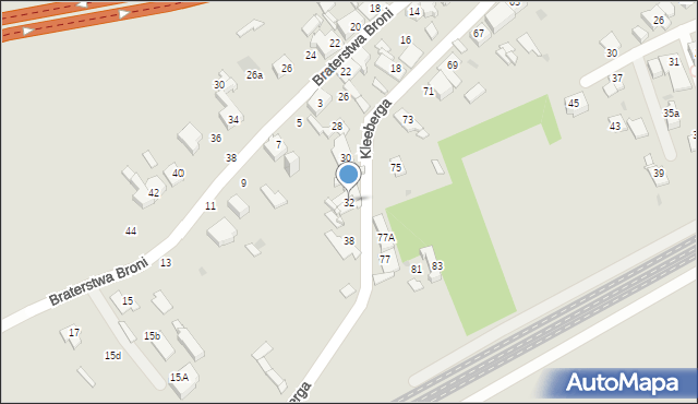 Sosnowiec, Kleeberga Franciszka, gen., 32, mapa Sosnowca