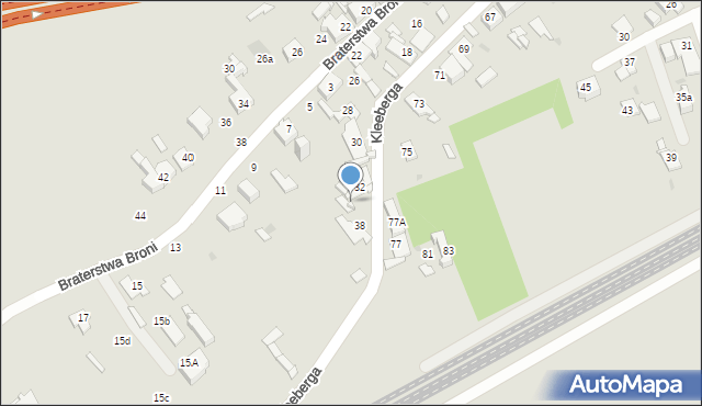Sosnowiec, Kleeberga Franciszka, gen., 36, mapa Sosnowca