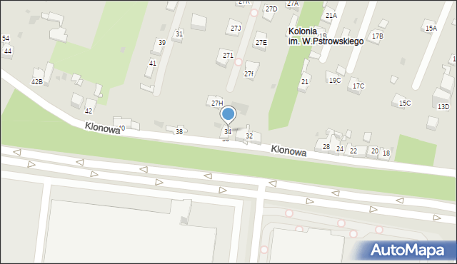 Sosnowiec, Klonowa, 34, mapa Sosnowca