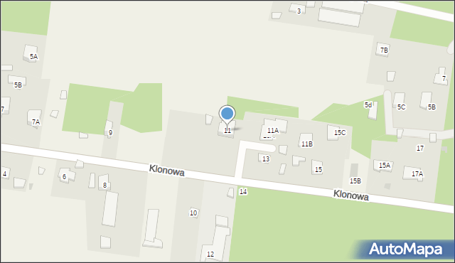 Stanisławów Pierwszy, Klonowa, 11, mapa Stanisławów Pierwszy