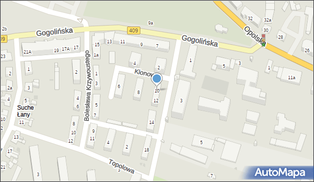 Strzelce Opolskie, Klonowa, 10, mapa Strzelce Opolskie