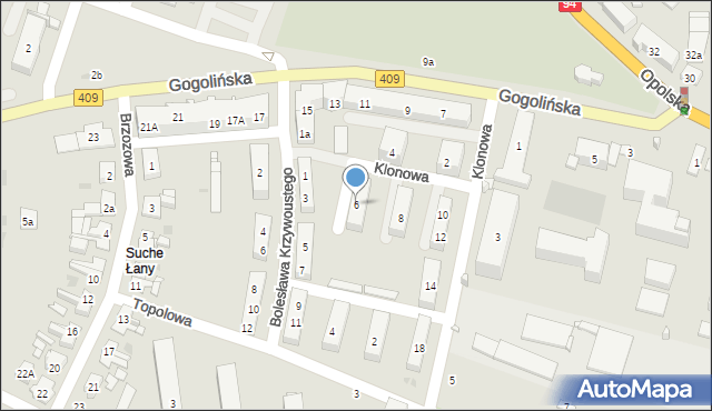 Strzelce Opolskie, Klonowa, 6, mapa Strzelce Opolskie