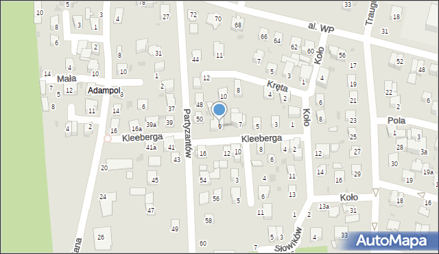 Świdnik, Kleeberga Franciszka, gen., 9, mapa Świdnika