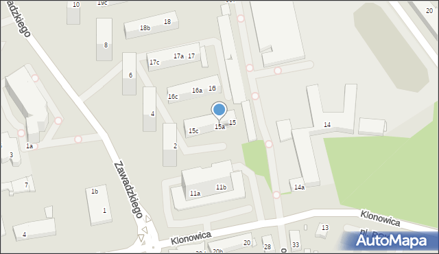 Szczecin, Klonowica Sebastiana, 15a, mapa Szczecina
