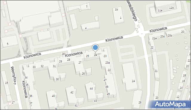 Szczecin, Klonowica Sebastiana, 24, mapa Szczecina