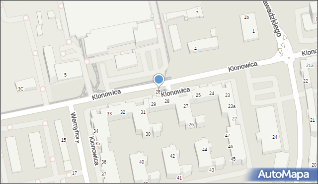 Szczecin, Klonowica Sebastiana, 28a, mapa Szczecina
