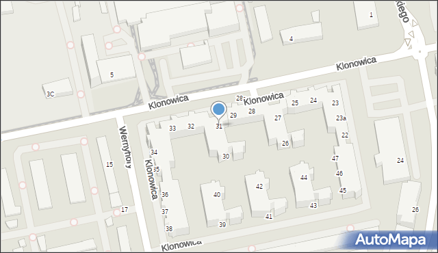 Szczecin, Klonowica Sebastiana, 31, mapa Szczecina