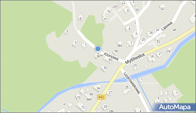 Szczyrk, Klonowa, 1A, mapa Szczyrk