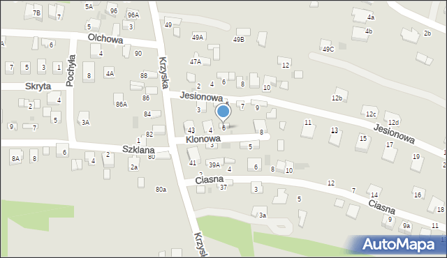 Tarnów, Klonowa, 6, mapa Tarnów