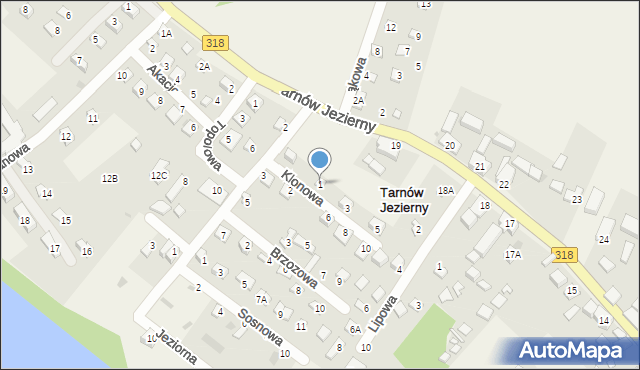 Tarnów Jezierny, Klonowa, 1, mapa Tarnów Jezierny