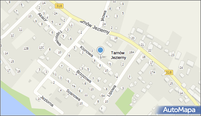 Tarnów Jezierny, Klonowa, 3, mapa Tarnów Jezierny