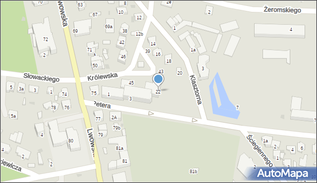 Tomaszów Lubelski, Klasztorna, 22, mapa Tomaszów Lubelski