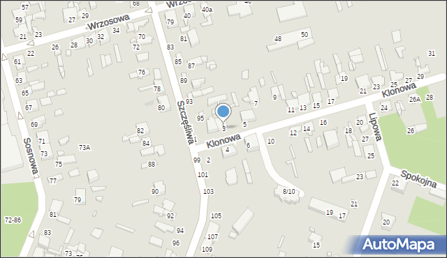 Tomaszów Mazowiecki, Klonowa, 3, mapa Tomaszów Mazowiecki