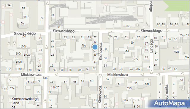 Toruń, Klonowica Sebastiana, 39, mapa Torunia