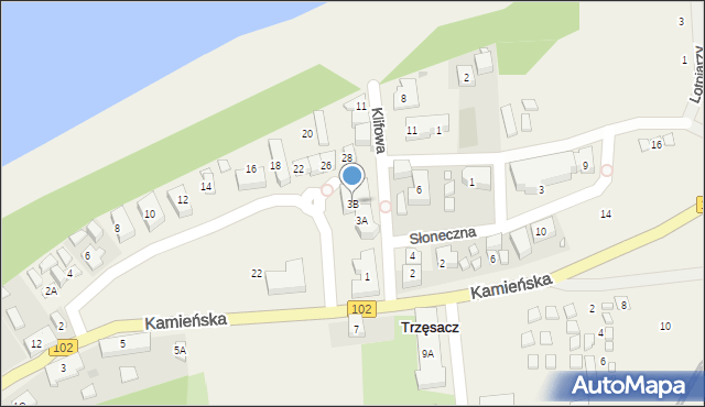 Trzęsacz, Klifowa, 3B, mapa Trzęsacz