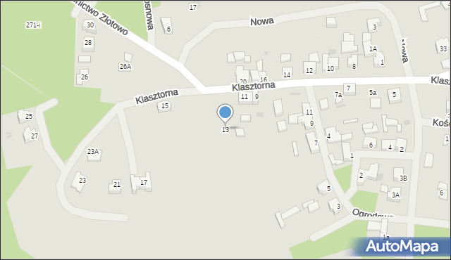 Tuczno, Klasztorna, 13, mapa Tuczno