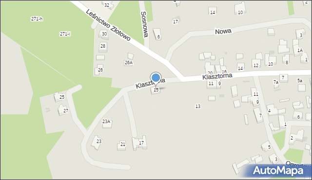 Tuczno, Klasztorna, 15, mapa Tuczno