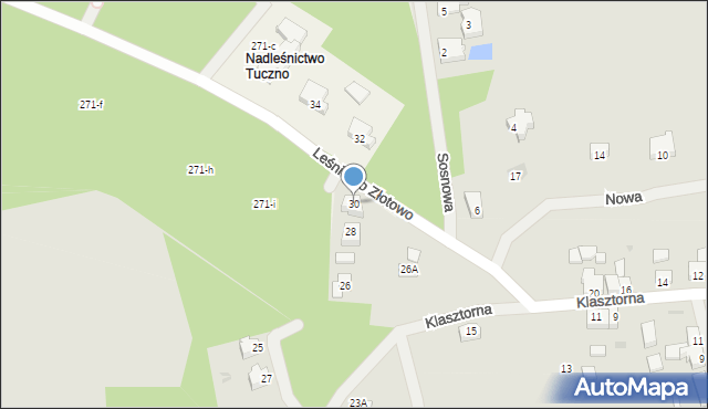 Tuczno, Klasztorna, 30, mapa Tuczno