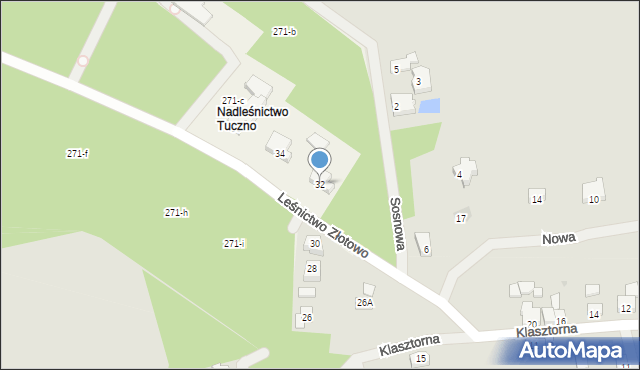 Tuczno, Klasztorna, 32, mapa Tuczno