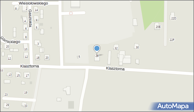 Tykocin, Klasztorna, 28, mapa Tykocin