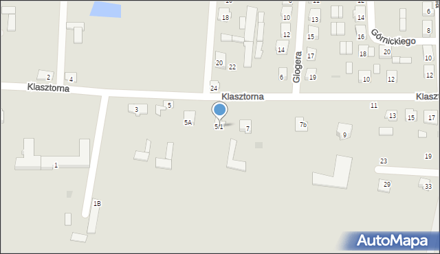 Tykocin, Klasztorna, 5/1, mapa Tykocin