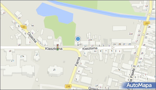 Wągrowiec, Klasztorna, 14, mapa Wągrowiec