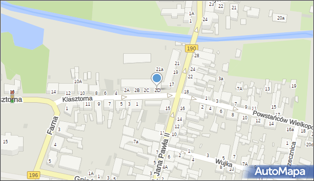 Wągrowiec, Klasztorna, 2D, mapa Wągrowiec