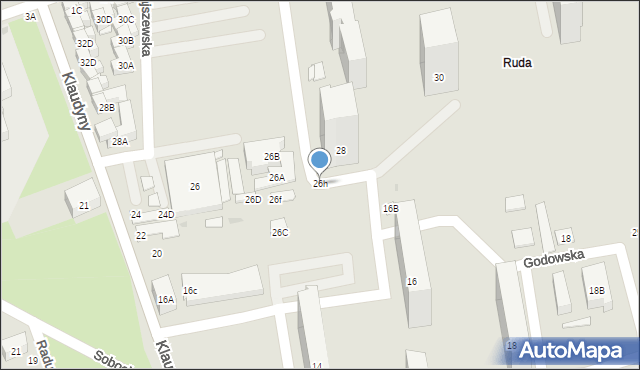 Warszawa, Klaudyny, 26h, mapa Warszawy