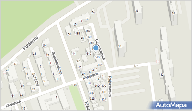 Warszawa, Klaudyny, 34D, mapa Warszawy