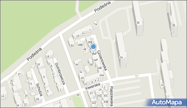 Warszawa, Klaudyny, 36A, mapa Warszawy