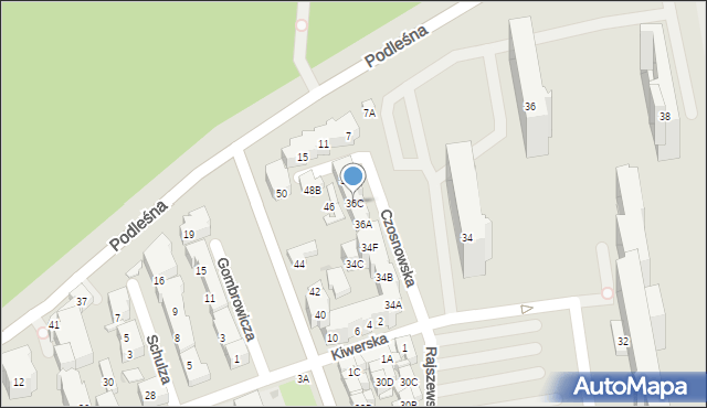 Warszawa, Klaudyny, 36C, mapa Warszawy