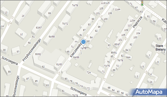 Warszawa, Kleczewska, 74/76, mapa Warszawy