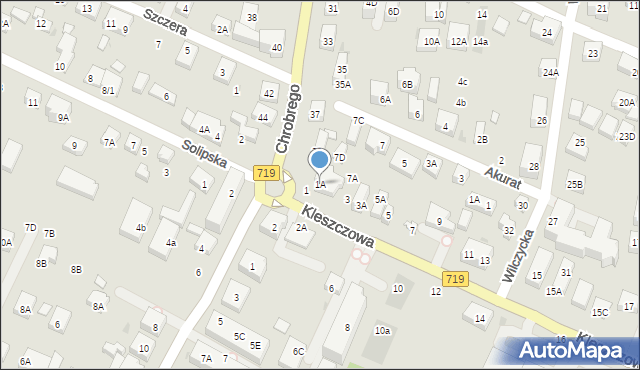 Warszawa, Kleszczowa, 1A, mapa Warszawy
