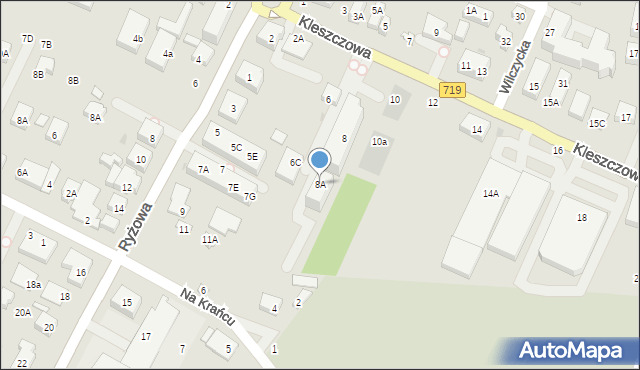 Warszawa, Kleszczowa, 8A, mapa Warszawy