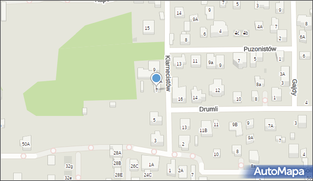 Warszawa, Klarnecistów, 7, mapa Warszawy