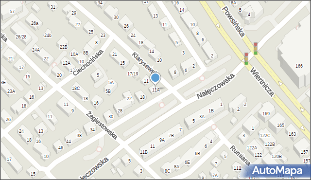 Warszawa, Klarysewska, 11A, mapa Warszawy