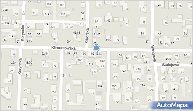 Warszawa, Klimontowska, 62/64, mapa Warszawy