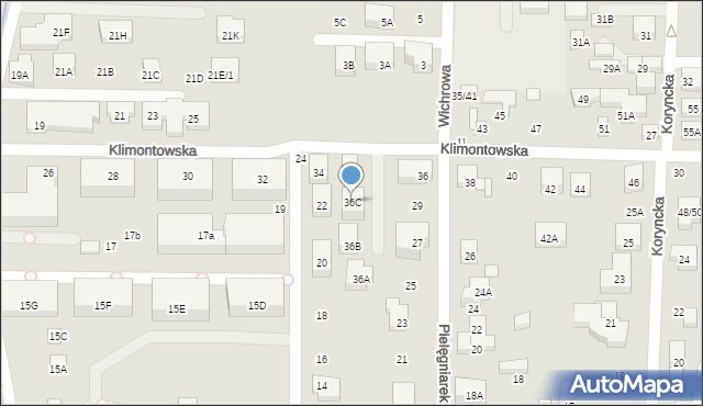 Warszawa, Klimontowska, 36C, mapa Warszawy