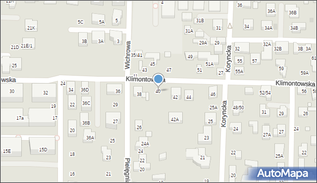 Warszawa, Klimontowska, 40, mapa Warszawy