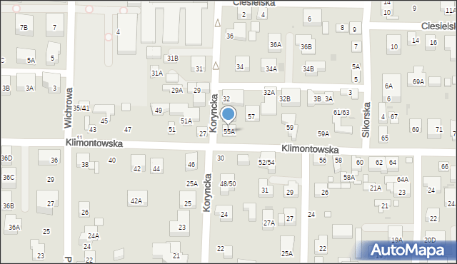 Warszawa, Klimontowska, 55A, mapa Warszawy