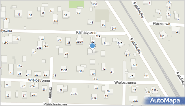 Warszawa, Klimatyczna, 32A, mapa Warszawy