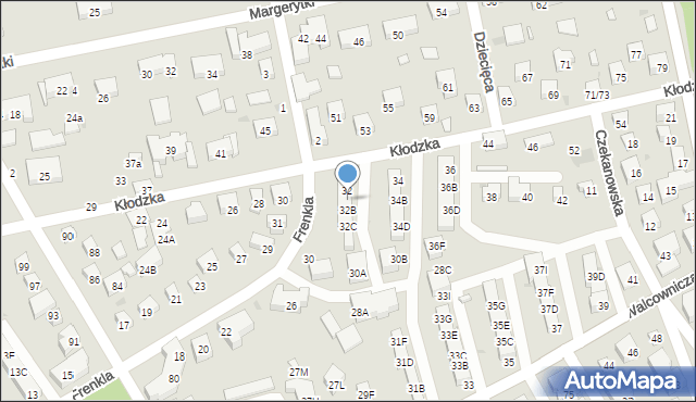 Warszawa, Kłodzka, 32A, mapa Warszawy