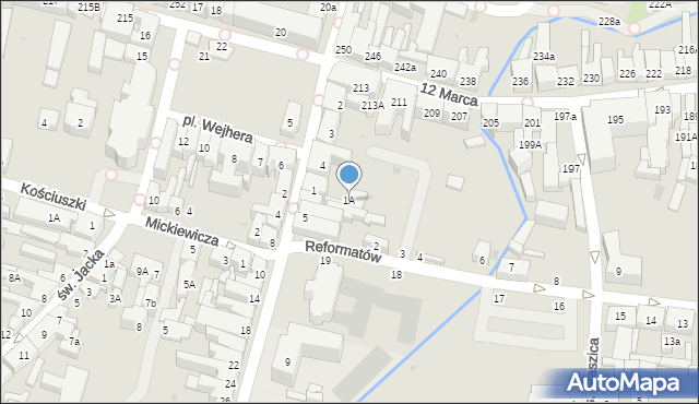 Wejherowo, Klasztorna, 1A, mapa Wejherowo